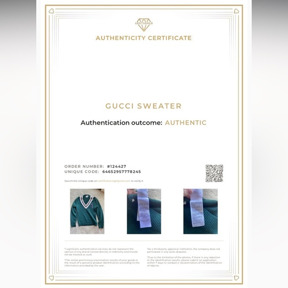 Gucci Forest Green Anchor Crest V Neck Wool Sweater Made Italy Varsity College - Picture 16 of 16